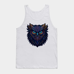 Luminous Neon Vector Owl Art Print Tank Top